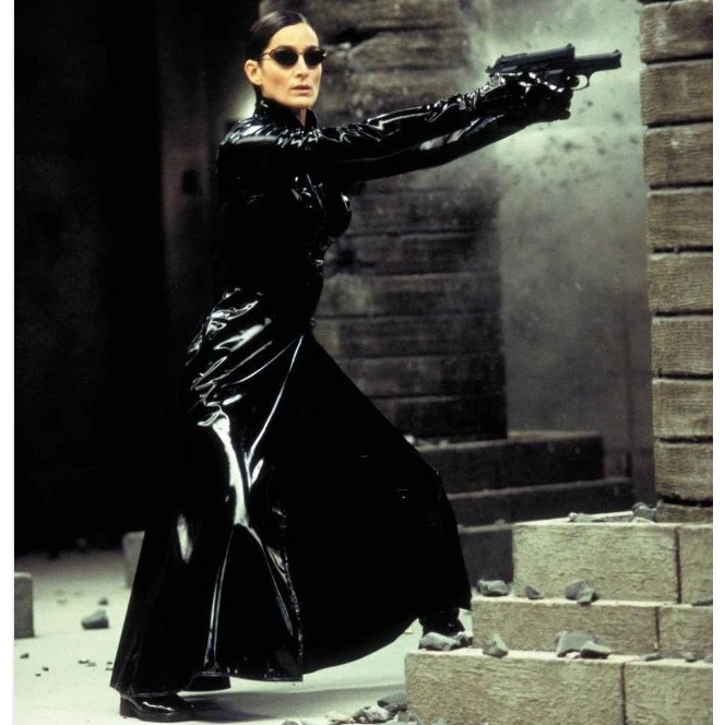 Black PVC Matrix Look Long Coat2